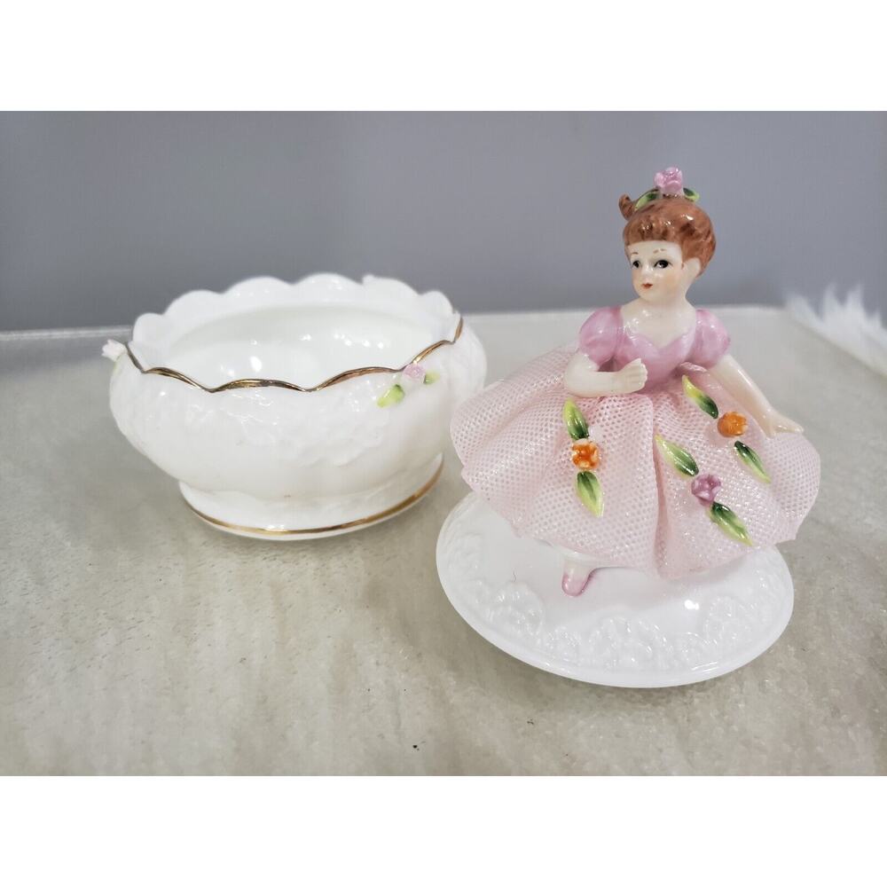 RARE Vintage‎ 1975 Maruri Masterpiece Bone China Girl Trinket Box Enesco Ballet - Picture 4 of 9